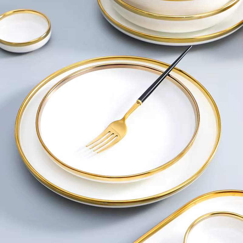 Gold Inlay Porcelain Dinner Set | 4, 6 or 8 Place Settings