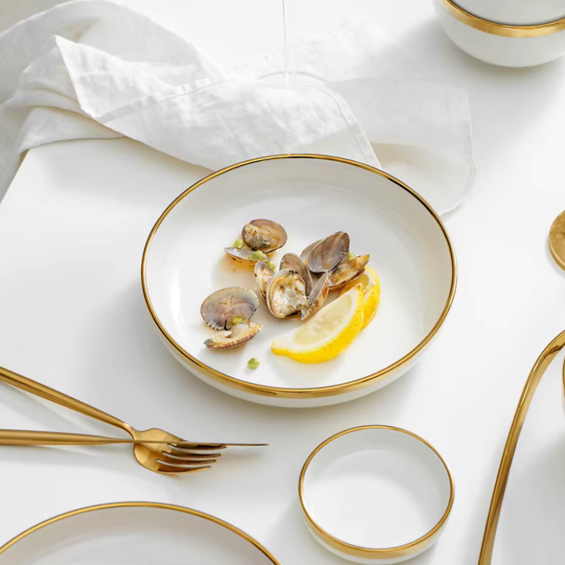 Gold Inlay Porcelain Dinner Set | 4, 6 or 8 Place Settings