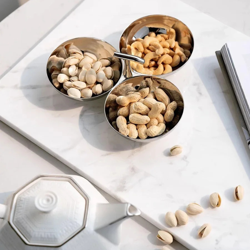 Stainless Steel 3-Section Snack Bowl – Appetiser Serving Dish — image 2