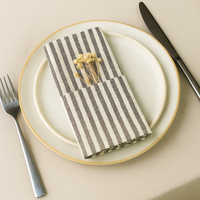 Linen-Cotton Napkins – Striped Artisan Dinner Cloths & Placemats - Set of 12 thumbnail 5