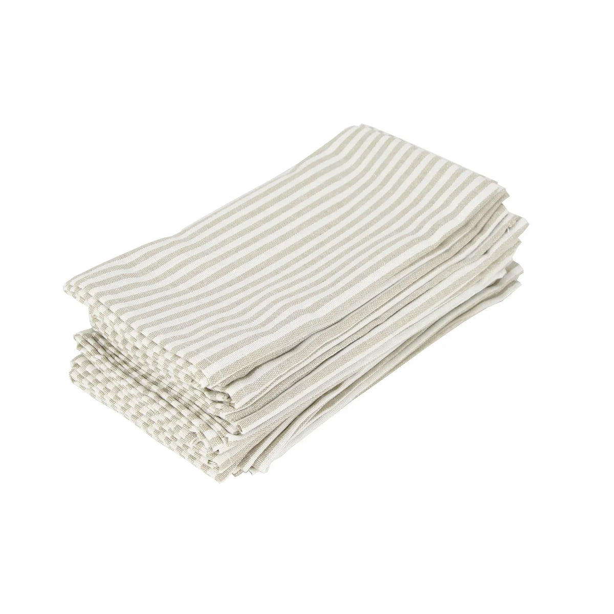 Linen-Cotton Napkins – Striped Artisan Dinner Cloths & Placemats - Set of 12 — image 7