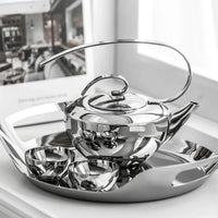 Stainless Steel Tea Set – Teapot, Cups & Tray - Petal Collection thumbnail 7