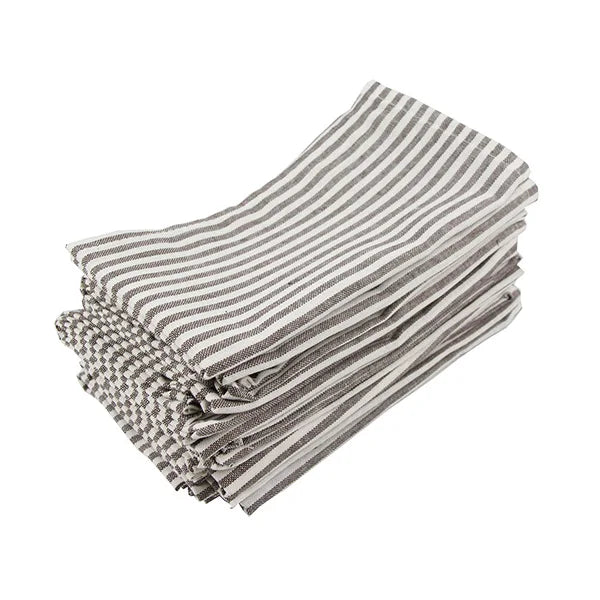 Linen-Cotton Napkins – Striped Artisan Dinner Cloths & Placemats - Set of 12 — image 8