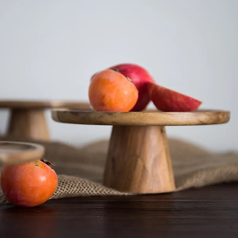 Wooden Cake Stand | Natural Wood Pedestal Serving Stand