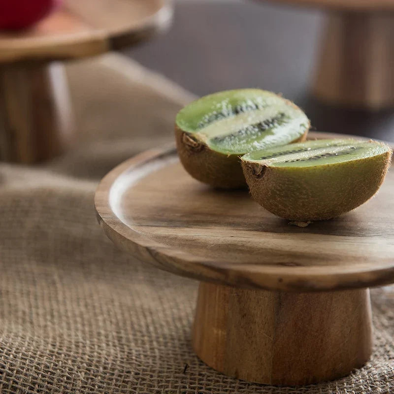 Wooden Cake Stand | Natural Wood Pedestal Serving Stand
