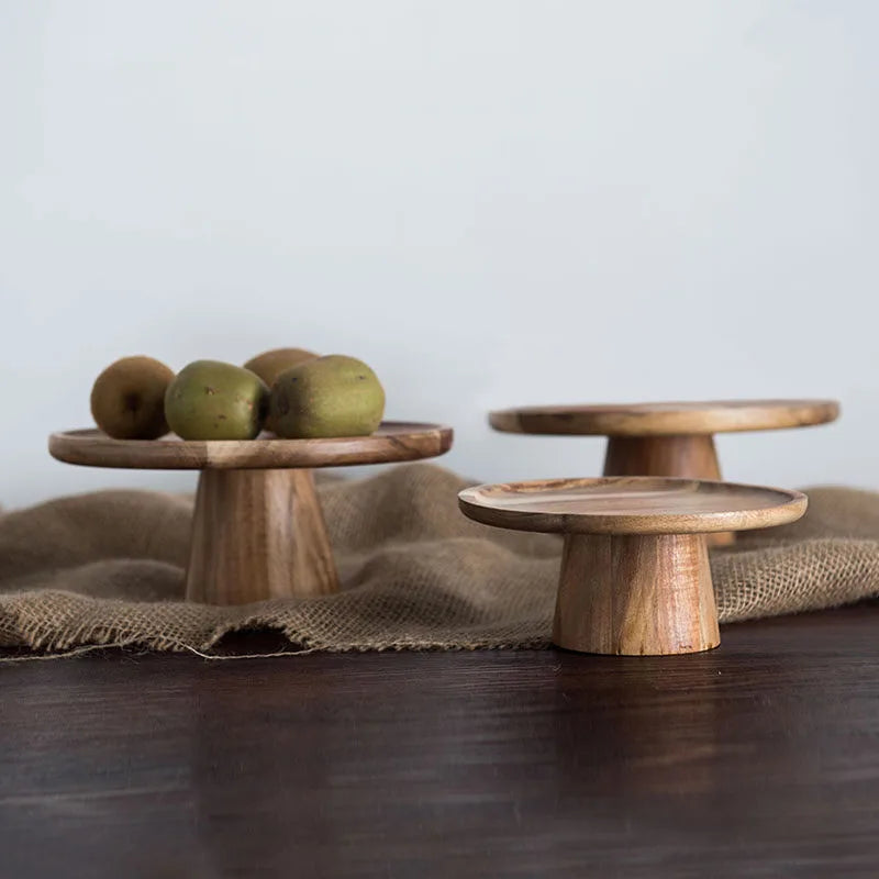 Wooden Cake Stand | Natural Wood Pedestal Serving Stand — image 2